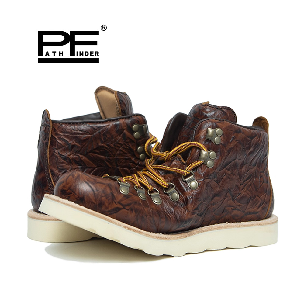 Leather Work Western - Pf-Botas de moto de cuero genuino