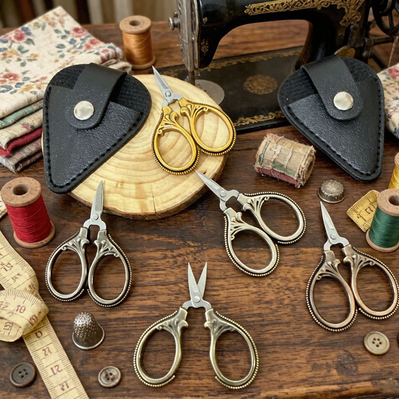 Leather Work In Art - Mini Tijeras Vintage con Funda de