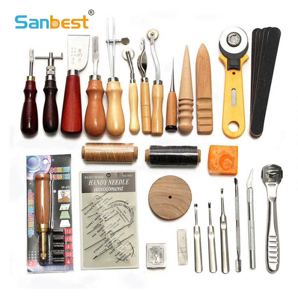 Leatherwork Hole Punch - Sanbest-Kit de herramientas de artesanía de